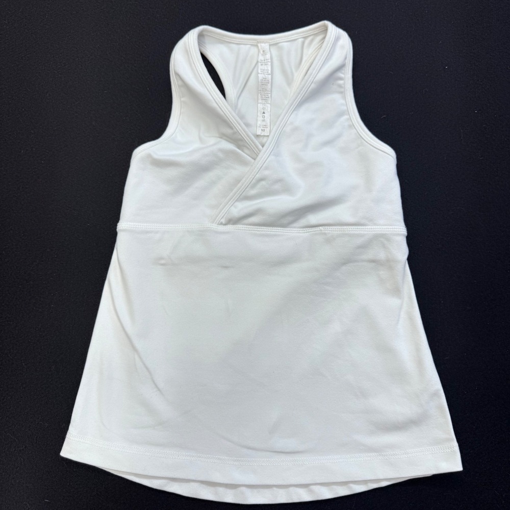Lululemon Athletica White Surplice Racerback Tank Top with Shelf Bra Size 6